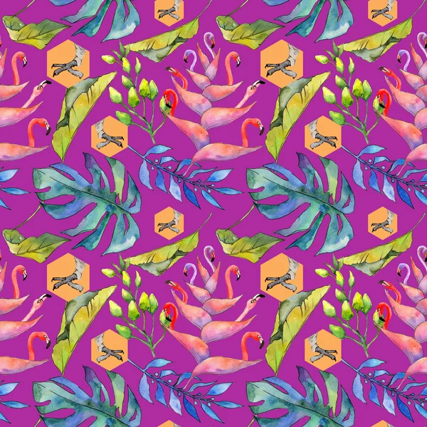 Tropikal Hawaii desen bir suluboya tarzında bırakır..