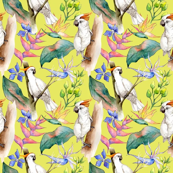 Tropikal Hawaii desen bir suluboya tarzında bırakır..