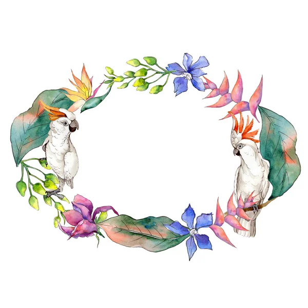 Tropikal Hawaii çelenk suluboya tarzında bırakır..