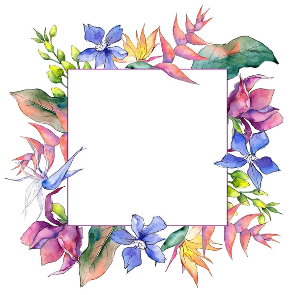 Tropikal Hawaii çerçeve bir suluboya tarzında bırakır..