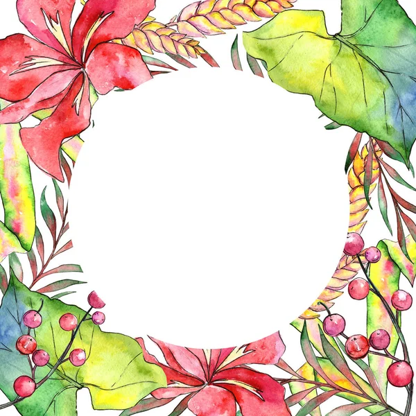 Tropical plant frame in a watercolor style. — Stock Photo, Image