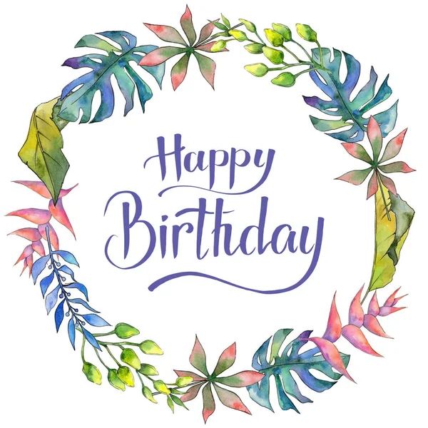 Tropikal Hawaii çelenk suluboya tarzında bırakır..