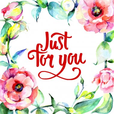 Kır çiçeği eustoma çiçek çerçeve suluboya tarzında.