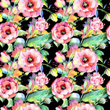 Kır çiçeği eustoma çiçek deseni suluboya tarzında.