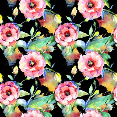 Kır çiçeği eustoma çiçek deseni suluboya tarzında.