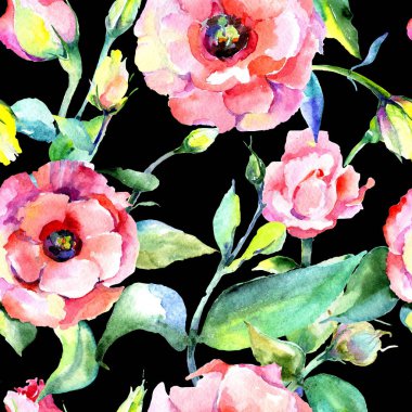 Kır çiçeği eustoma çiçek deseni suluboya tarzında.