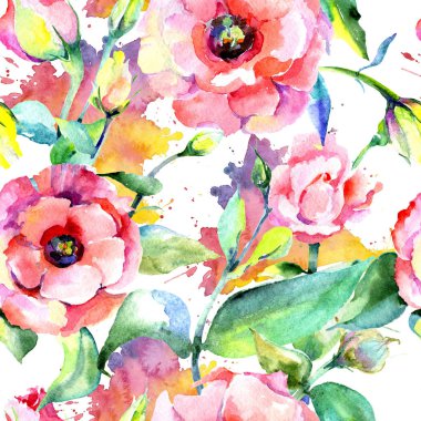 Kır çiçeği eustoma çiçek deseni suluboya tarzında.