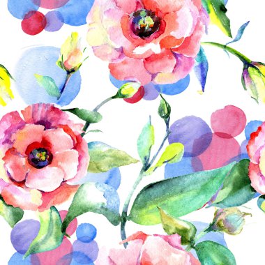 Kır çiçeği eustoma çiçek deseni suluboya tarzında.