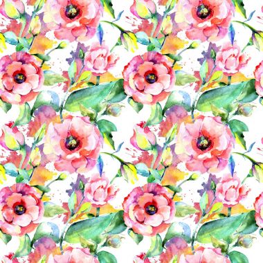 Kır çiçeği eustoma çiçek deseni suluboya tarzında.