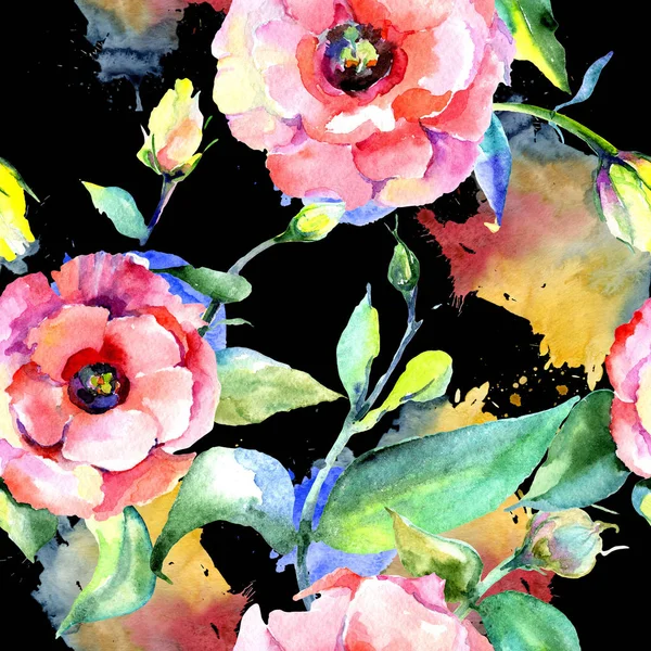 Kır çiçeği eustoma çiçek deseni suluboya tarzında.