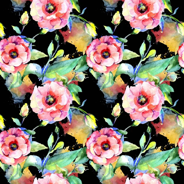 Patrón de flores de eustoma de flor silvestre en un estilo de acuarela . —  Fotos de Stock