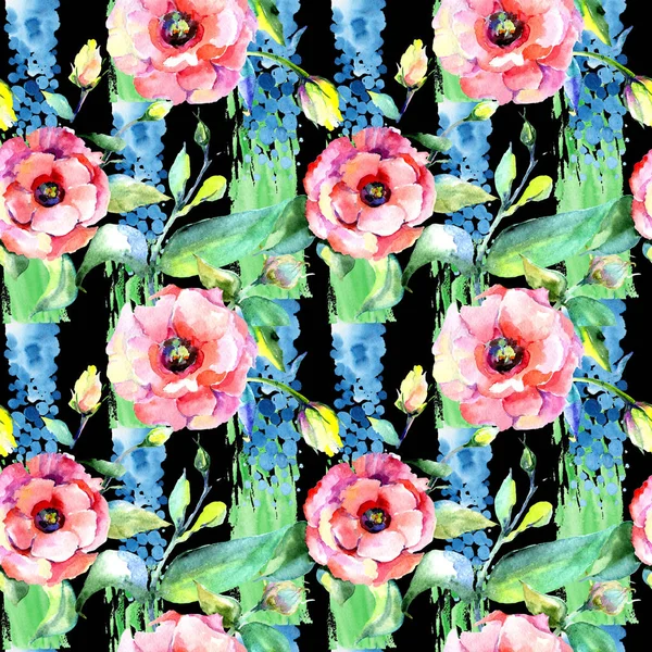 Wildflower eustoma bloemenpatroon in een aquarel stijl. — Stockfoto