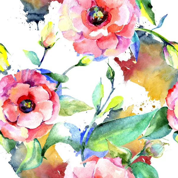 Kır çiçeği eustoma çiçek deseni suluboya tarzında.