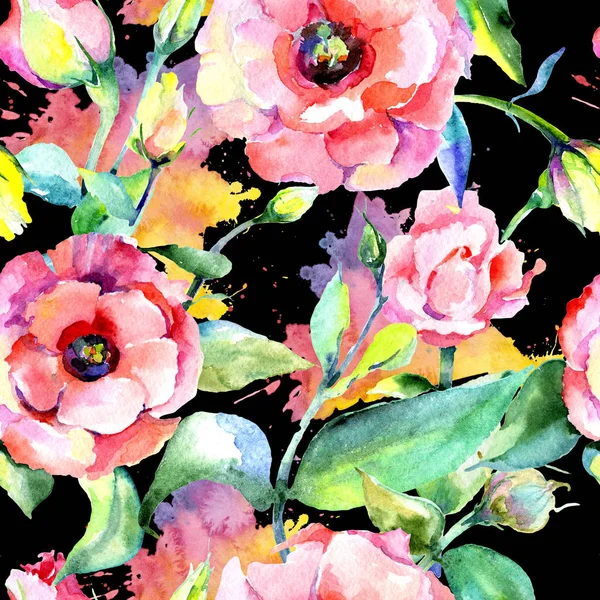 Wildflower Eustomor blommönster i akvarell stil. — Stockfoto
