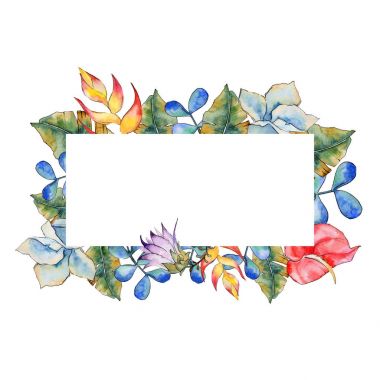 Tropikal bitki çerçeve bir suluboya tarzında bırakır..