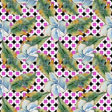 Tropikal bitki deseni bir suluboya tarzında bırakır..