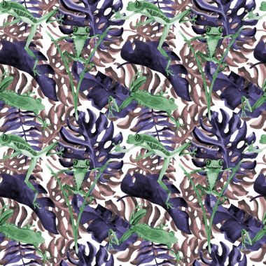 Egzotik Kurbağa kırmızı desen suluboya tarzında.