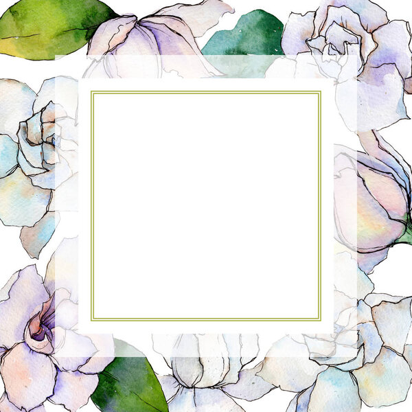Wildflower gerbera flower frame in a watercolor style.