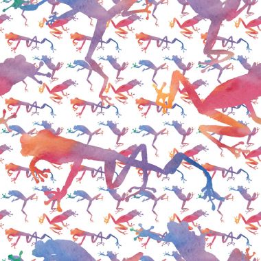 Egzotik Kurbağa kırmızı desen suluboya tarzında.