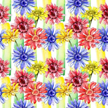 Kır çiçeği gerbera çiçek deseni suluboya tarzında.