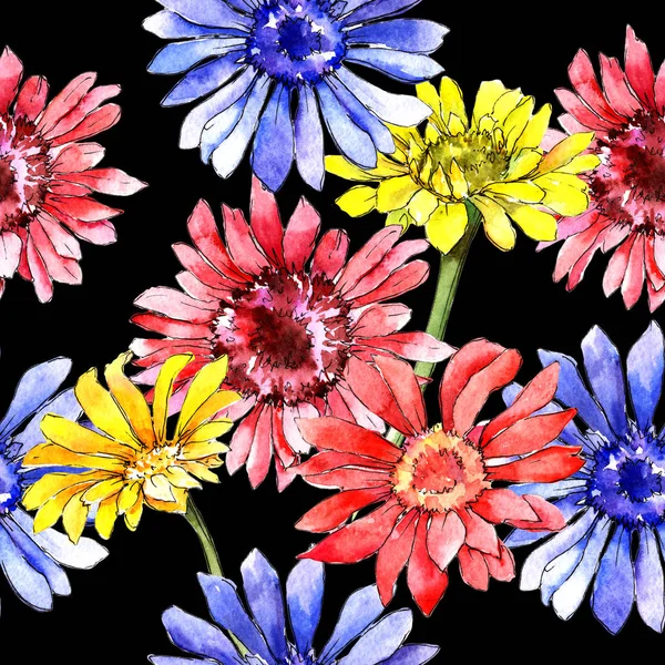 Wildflower gerbera kwiatki w stylu przypominającym akwarele. — Zdjęcie stockowe