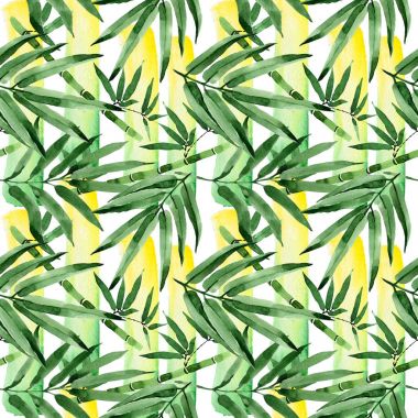 Tropikal yaprak bambu ağacı desen suluboya tarzında.