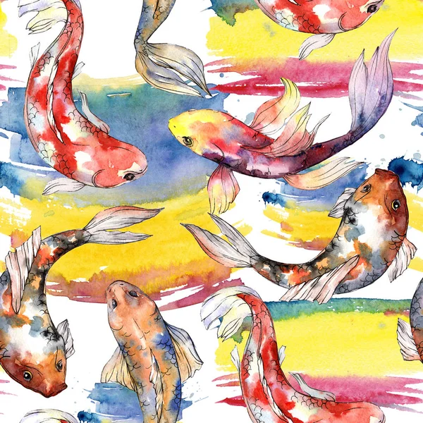 Exotic goldfish wild fish pattern in a watercolor style. — Stock Photo, Image