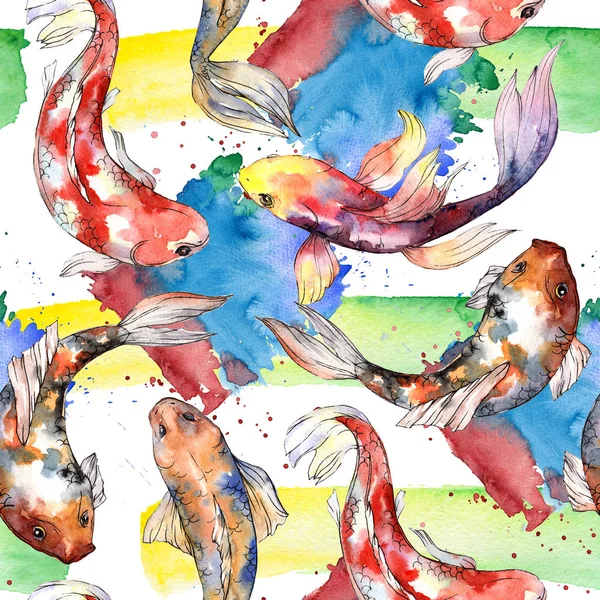Exotic goldfish wild fish pattern in a watercolor style. — Stock Photo, Image