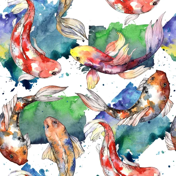 Poisson rouge exotique motif de poisson sauvage dans un style aquarelle . — Photo