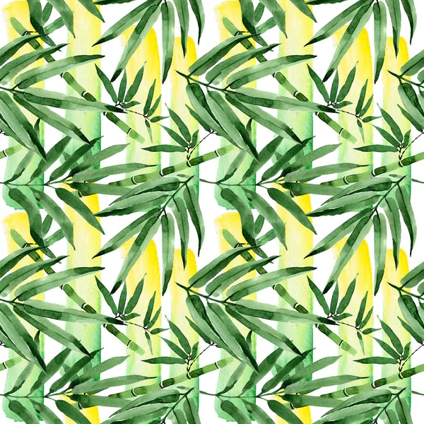 Feuilles tropicales motif de bambou dans un style aquarelle . — Photo