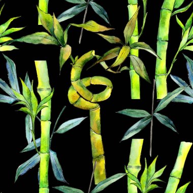 Tropikal bambu ağacı desen suluboya tarzında.