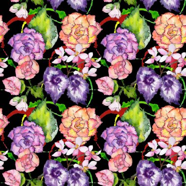 Kır çiçeği begonia çiçek deseni suluboya tarzında.