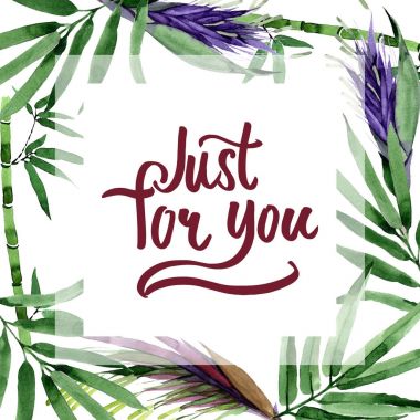 Tropikal yaprak bambu ağacı çerçeve suluboya tarzında.