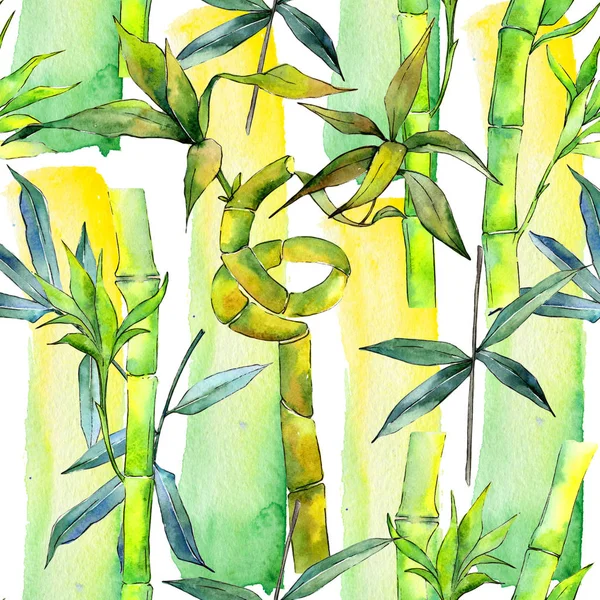 Tropikalny bambus drzewo wzór w stylu przypominającym akwarele. — Zdjęcie stockowe