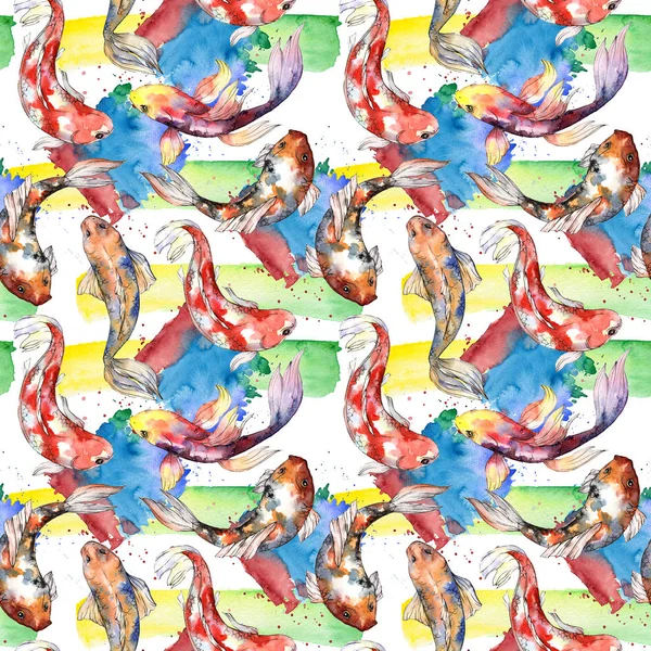 Exotic goldfish wild fish pattern in a watercolor style.