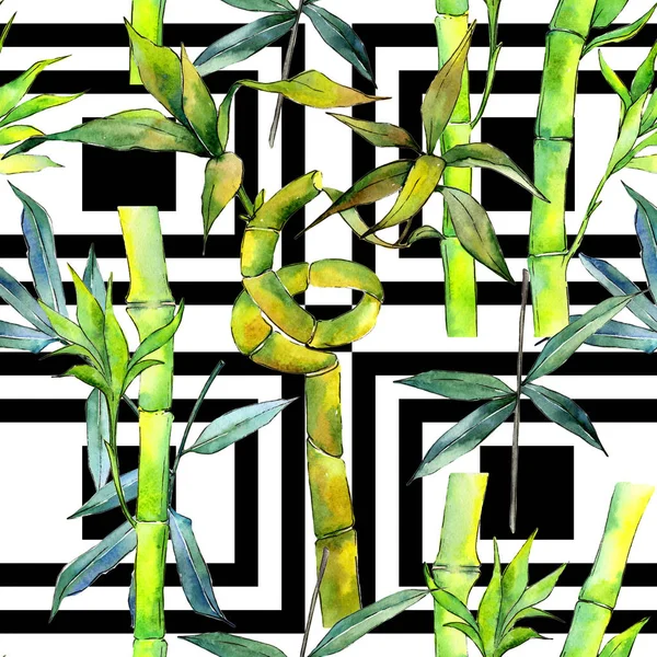 Tropische bamboe boom patroon in een aquarel stijl. — Stockfoto