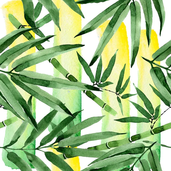 Tropical leaves bamboo tree pattern in a watercolor style.