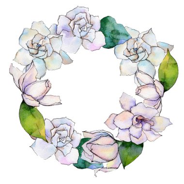 Kır çiçeği gerbera çiçek çelenk suluboya tarzında.