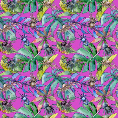 Egzotik tarantula vahşi böcek desen suluboya tarzında.