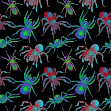 Egzotik tarantula vahşi böcek desen suluboya tarzında.