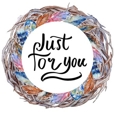 Orman dal dalları çelenk izole bir elle çizilmiş suluboya tarzında.