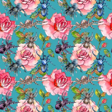 Egzotik tarantula vahşi böcek desen suluboya tarzında.