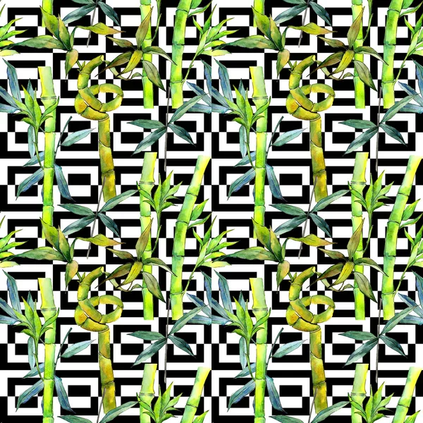 Tropisches Bambusbaummuster im Aquarell-Stil. — Stockfoto