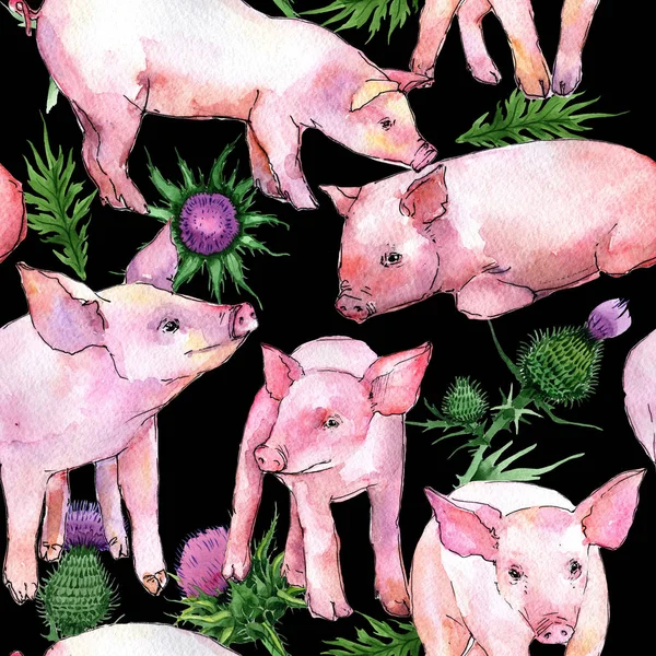 Padrão animal selvagem de porco em um estilo aquarela . — Fotografia de Stock