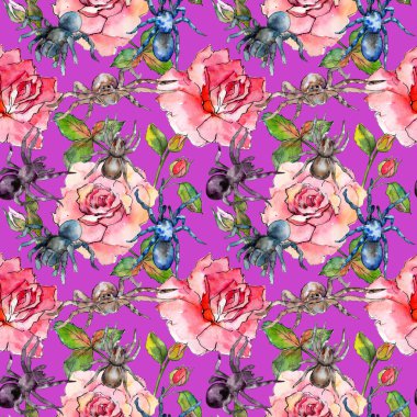 Egzotik tarantula vahşi böcek desen suluboya tarzında.