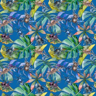 Egzotik tarantula vahşi böcek desen suluboya tarzında.