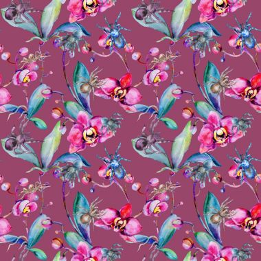 Egzotik tarantula vahşi böcek desen suluboya tarzında.