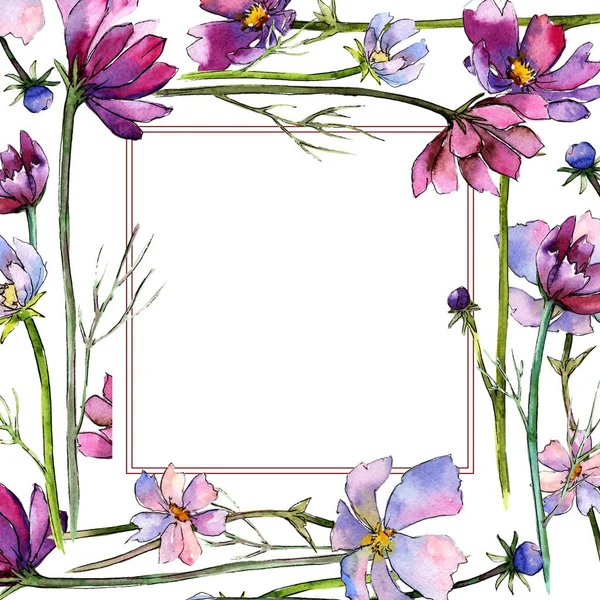Wildblume Aster Blume Rahmen in einem Aquarell-Stil. — Stockfoto