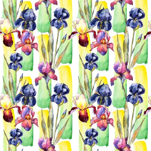 Wildflower tęczówki kolorowe kwiatki w stylu przypominającym akwarele. — Zdjęcie stockowe