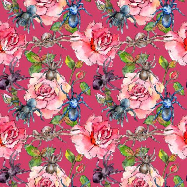 Egzotik tarantula vahşi böcek desen suluboya tarzında.